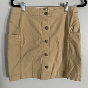Toad Co Womens Cargo Skirt 2 Khaki Button Up Mini Organic Cotton Sustainable